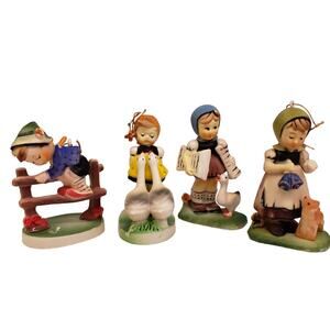 Vintage Hummel Inspired Christmas Ornaments 4 Pieces Used